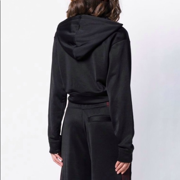 T by Alexander Wang twist twisted front black crop hoodie sweater sweatshirt top - Picture 4 of 8
